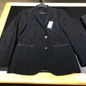 Black on black Kenneth Cole paisley coat